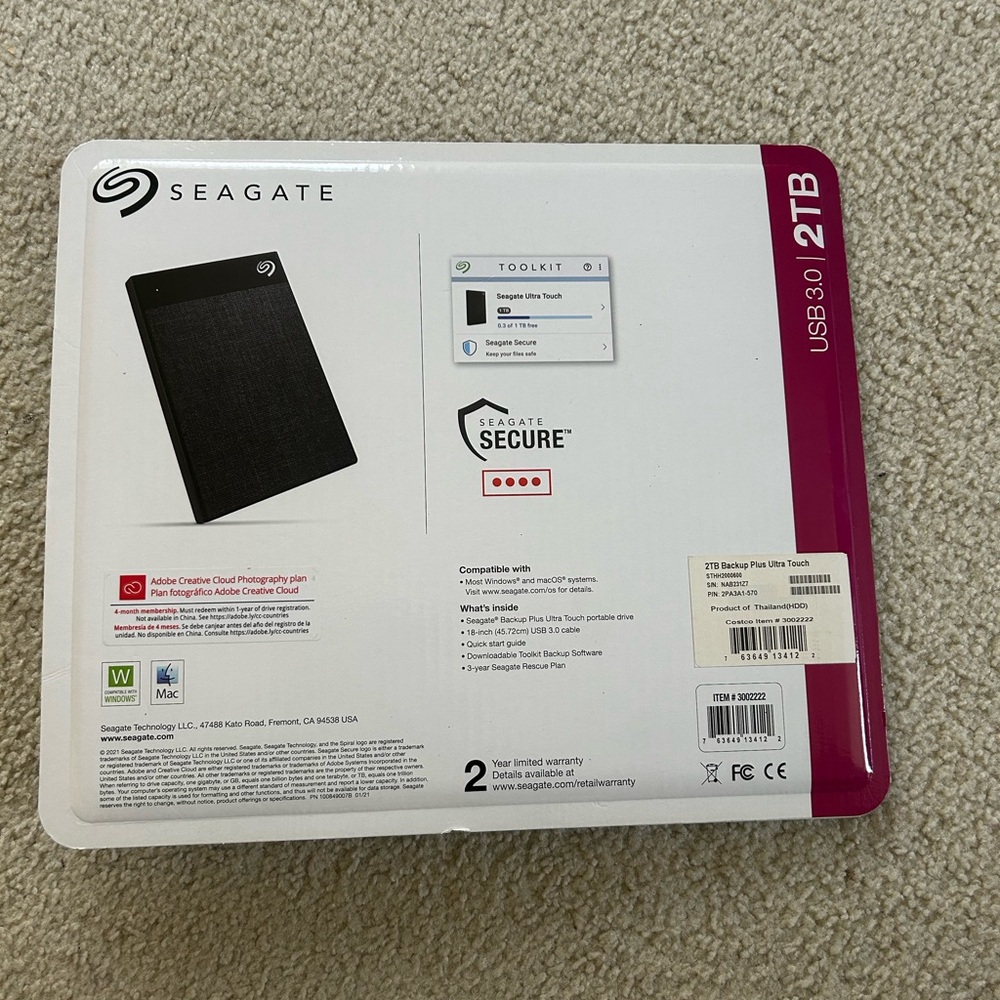 Seagate 2TB Portable Drive with USB 3.0 - Picture 2 of 2